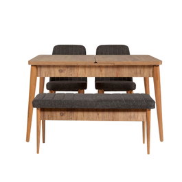 Hanah Home Vina 1053 Juego de Comedor Extensible Pino Atlántico y Antracita